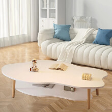 2-Tier Irregular Cloud Coffee Table with Storage Shelf for Living Room
