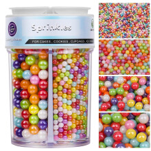 Rainbow Pearl Sprinkles for Cake Decorations - 130g Mother Of Pearl Sugar 4 Sizes Cake Sprinkles for Cupcake Cookie Baking Donuts Ice Cream Toppings