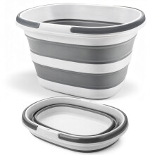 16L Collapsible Washing Up Bowl - Foldable Laundry Basket with Handles