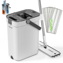 Self-Cleaning Flat Mop and Bucket with Fresh & Dirty Water Separation