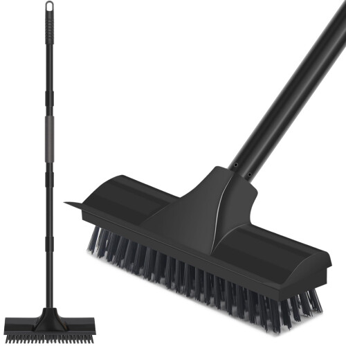 Newthinking Scrubbing Brush with Long Handle, Stiff Bristle Deck Scrubber