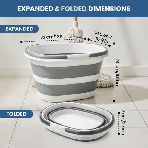 16L Collapsible Washing Up Bowl - Foldable Laundry Basket with Handles 1
