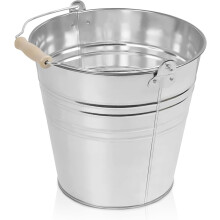 10 Litre Metal Bucket | Strong Heavy Duty Galvanized Rust Resistant Steel Bucket with Wooden Handle for Cleaning, 10L Garden Storage, Hot Ash, Garden