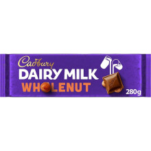 Cadbury Dairy Milk Wholenut Chocolate Bar, 280 g (Pack of 1)