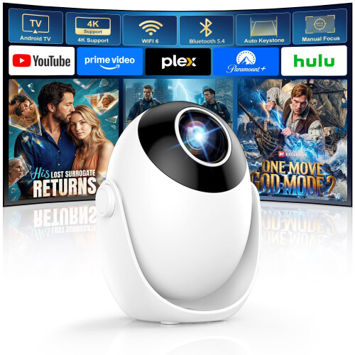 ZDSSY Mini Portable Smart Projector for Bedroom Android 14 Built in Apps
