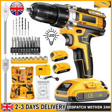 2 Battery 21V Cordless Drill Combi Driver High Power Electric Screwdriver Set UK