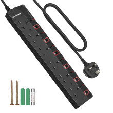 DEWENWILS 6 Way Surge Protected Extension Lead with Individual Switches