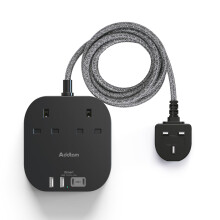 Extension Lead with USB Slots, Power Strips with 2 Way Outlets 4 USB(4.5A, 2 Type C and 2 USB A Ports) Surge Protection Plug Socket with 1.8 Meter Br
