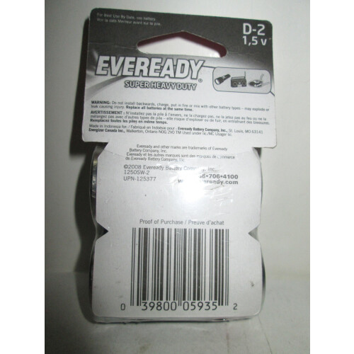 Eveready Eveready Super Heavy Duty D 1.5V Batteries - PACK 2 1 Pack 2