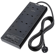 Extension Lead with USB C PD 20W, 8 Way Socket Extension with 4 USB Ports, 1680J Surge Protection Multi Plug with Safety Shutter & Overload Switch, 2