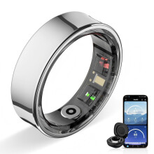 Potewek Smart Ring Men Women, sleep monitor&skin temperature (Silver, 9)