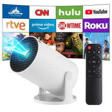 Mini Projector, HY300 PRO+ Smart 4K Portable Projector with WiFi 6, Bluetooth 5.4, Android 14, Auto Keystone, 130 Inch Display,180 Degree Rotation, f