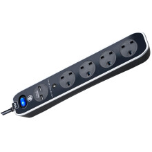 Masterplug Four Socket Switched Inline Power Surge Protected Extension Lead with Two USB Charging Ports, 2 Metres, Gloss Black