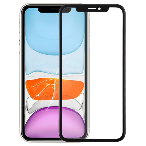 (Black) Lente de vidro externa frontal para iPhone 11