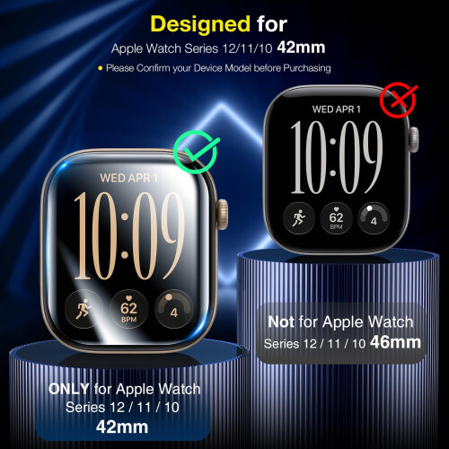 LK 6 Pack for Apple Watch Series 12/11/10 42mm Screen Protector 1