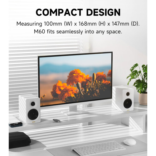 Edifier Edifier M60 Compact Desktop Speakers, 66W RMS Multimedia Speaker, White 1