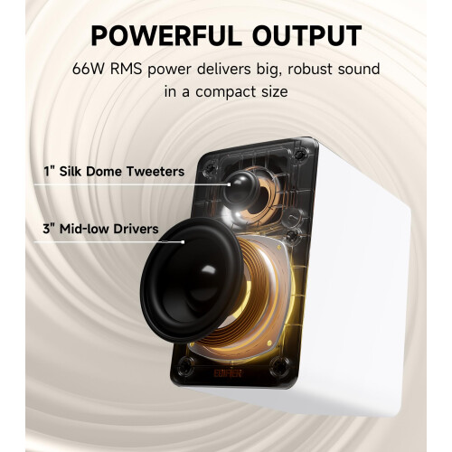 Edifier Edifier M60 Compact Desktop Speakers, 66W RMS Multimedia Speaker, White 2