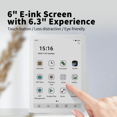 Bigme B6 Color E-Reader, E-Ink eBook Readers 6 Inch Colour eReaders Digital ePaper Tablet with Android 14, 4G+64GB, Adjustable Front Light Android eR 1