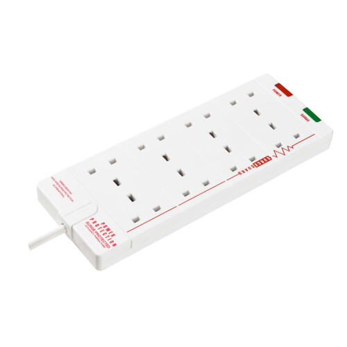 Masterplug Eight Socket Surge Protected Extension Lead, 2 Metres, 27 x 10 cm, White 1