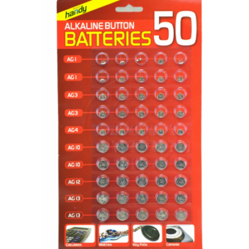 50 Assorted Watch Batteries AG1/3/4/10/12/13