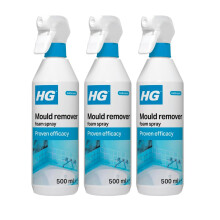 HG Mould Remover Foam Spray, Black Mould & Mildew Cleaner, Removes Stains – 500ml (Pack of 3)