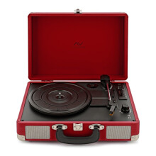 AVCOM Portable Bluetooth Suitcase Turntable with Speakers, Red