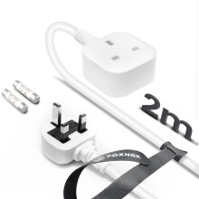 Single Plug Extension Lead 2m, 1 Gang Single Socket Extension Lead Surge Protected, 13amp 250V 3kw UK 3 Pin Fused Mains for Tumble Dryer, Rubber, Tou
