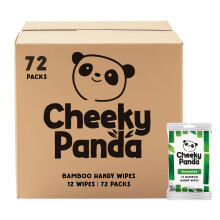 The Cheeky Panda – Bamboo Handy Wipes | Bulk Box of 72 Packs (12 Wipes per Pack, 864 Total) | Plastic-Free Wipes, Pocket sized, On the go, Eco-Frien