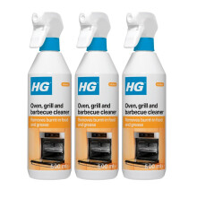 HG Oven, Grill & Barbecue Cleaner Spray | Dissolves Baked-On Grease | 500ml (Pack of 3)