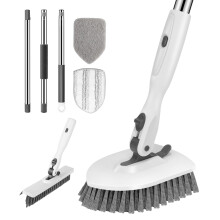 SetSail Tile Tub Floor Scrubber with V-Shaped Grout Brush, White Grey