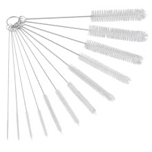 Bottle Brush, 12 Pcs Nylon Cleaning Brushes Set for Baby Bottle, Tube, Pipe, Straw & Kettle Spout Cleaning (White)