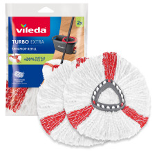 Vileda Turbo 2in1 Spin Mop Head Refills - Pack of 2 - Microfibre power - Stubborn dirt removal - Authentic Vileda Mop Head Replacements - Machine Was