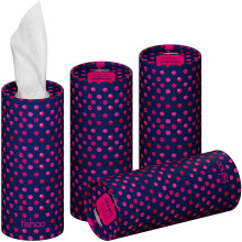 tishoo Hyaluronic Acid-Infused Luxury 4-Ply Tissues | 4 Tubes, Polka Dot