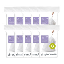 simplehuman Code G 200 Count Custom Fit Liners, Drawstring Kitchen Bin Bags, One-by-One Mess-Free Dispense, Extra Thick & Double Seamed, 50% PCR Plas