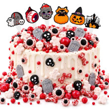Edible Halloween Sprinkles 135g with Dessert Paper Toppers