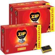 3 X Packs of 40 Zip High Performance Energy Block Firelighters. Long Burning, Powerful & Reliable for Open Fires, Stoves, BBQs & Tigerbox Safety Matc