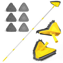 JEHONN Wall Mop with Long Handle 202 cm, Upgraded 180 Collapsible Baseboard Cleaner Tool with Squeegee, Ceiling Duster with 3 Microfiber and 3 Cheni