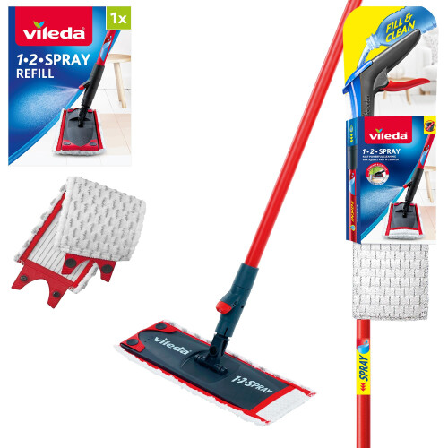 Vileda Vileda 1-2 Spray Mop & Extra Microfibre Refill Spray Mop No Batteries