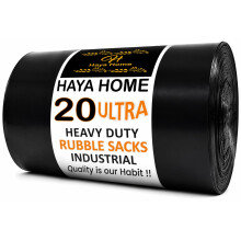 Haya Home 50L 20 Ultra Heavy Duty Rubble Sacks Extra Strong Large Thick Builder Bin Bags 100 μm Refuse & Rubbish Bags for Construction Garden Waste S