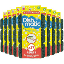 Dishmatic Refill Sponges 27 Pack – Green Washing Up Sponge Refills, Replacement Heads for Dishmatic Handle, Kitchen Cleaning Sponges & Scouring Pads