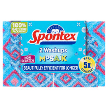 Spontex Washups Mosaik Non Scratch Sponge Scourer, Pack of 2, Blue