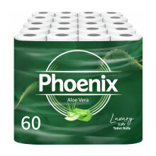 Phoenix Toilet Rolls – 60 Pack | 3 Ply Aloe Vera Scented Toilet Paper | Bulk Buy, Soft, Quilted, Sustainably Sourced, Eco- Friendly Luxury Bathroom