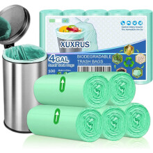 AOMKES Small Bin Liners 15 Liter, Green Bin Bags for Bathroom, 100 Count