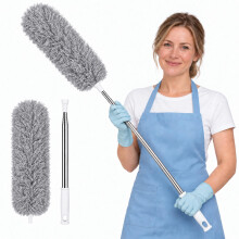 Extendable Feather Duster, 100 Inch Reach Telescopic Duster for Cleaning
