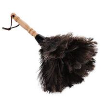 Sandis Anti-Static Ostrich Feather Fur Brush Duster Dust Cleaning Tool with Wooden Handle Household