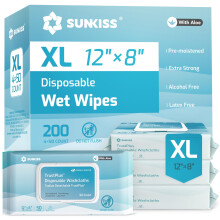 SUNKISS Wet Wipes for Adult, 20x30cm, Fresh Scent,200 Count(4 Packs of 50)