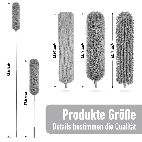 Overcomo 6-in-1 Extendable Long Feather Microfibre Duster&Cobweb Brush Set 1