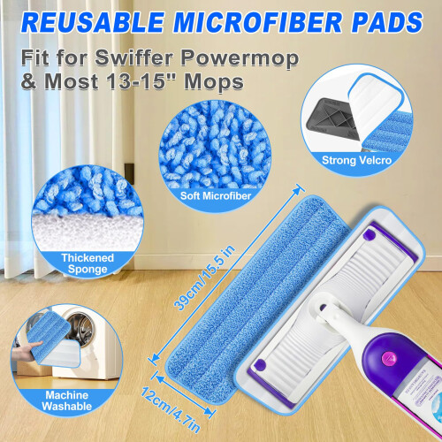 BPAWA Microfibre Mops for Cleaning Floors: Flat Mop with 4 Washable Pads 2