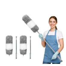 ArobiaSB 2026 Upgraded Microfiber Feather Duster for Cleaning Extendable 110 Inches Long for High Ceilings Home Furniture Car Telescopic Pole Feather