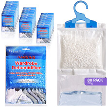 Nyxi Set of 80 Hanging Interior Wardrobe Dehumidifier - 230g Each Bag - Ideal to stop damp, mould mildew & condensation- For Wardrobe, Home, Kitchen,